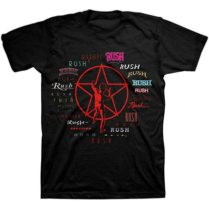 Rush Logos Through Time Band Mens T-shirt -Brand New -Evolution- Band Tees