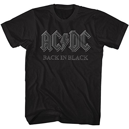 ACDC Back in Black 4 (outline) Mens T-shirt Officially Licensed